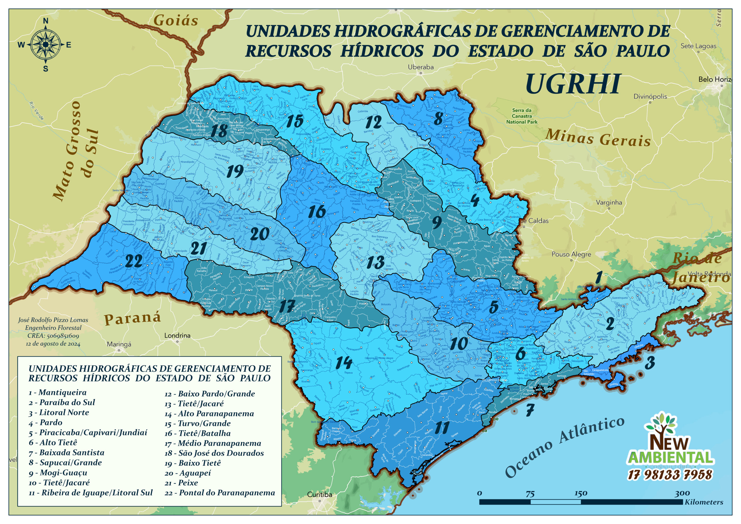 Mapa Regionais Hidrográficas UGRHI